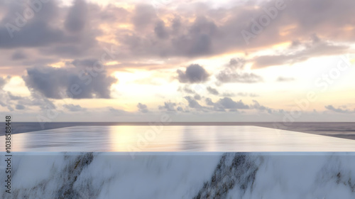 Elegant Marble Tabletop with Blurred Background