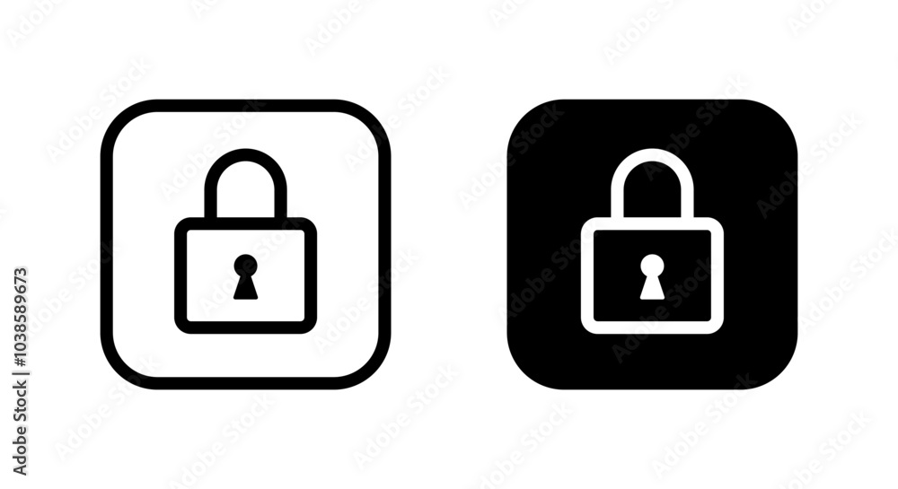 Padlock, lock line icon on black square Padlock, lock line icon on black square