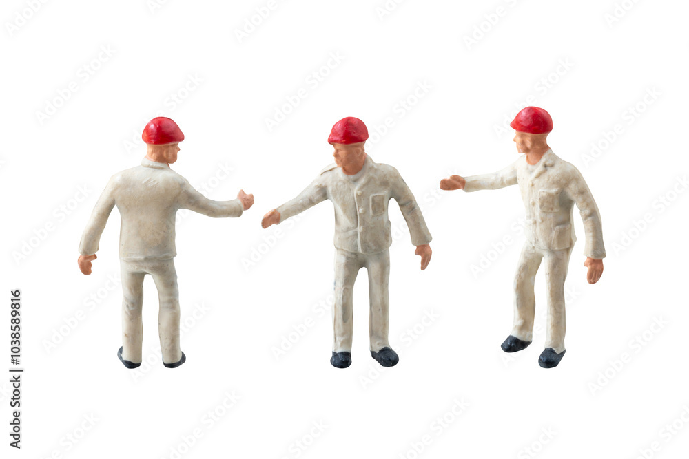 Miniature construction worker isolate on white background with clipping path Miniature construction worker isolate on white background with clipping path