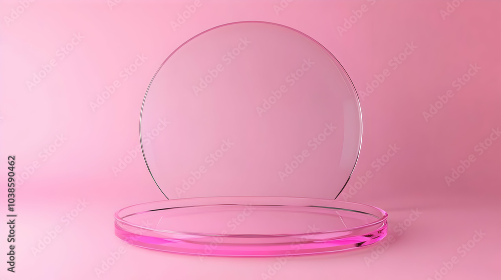Obraz premium Empty Glass Podium on Pink Background