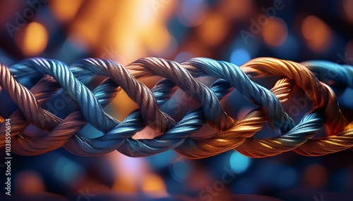 Cuerdas metálicas de colores enrolladas