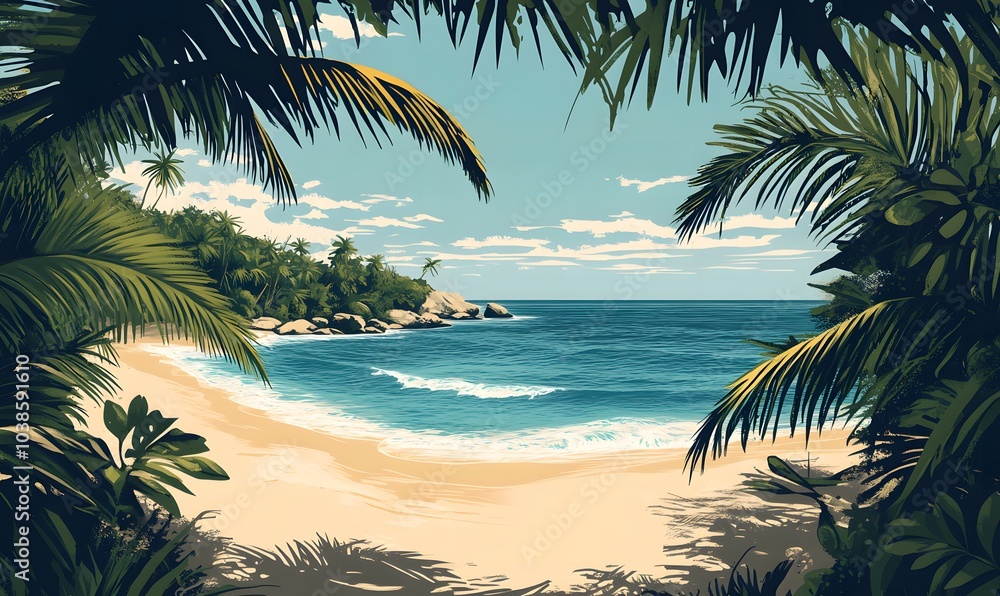 Obraz premium tree on the beach,a_tropical_beach,generation AI