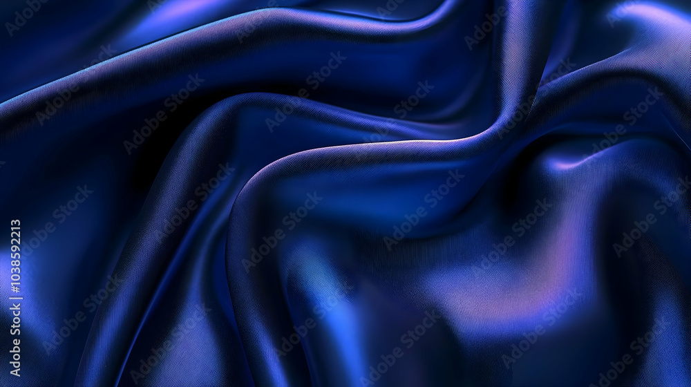 Fototapeta premium Dark Blue Silk Fabric Close-Up Textures
