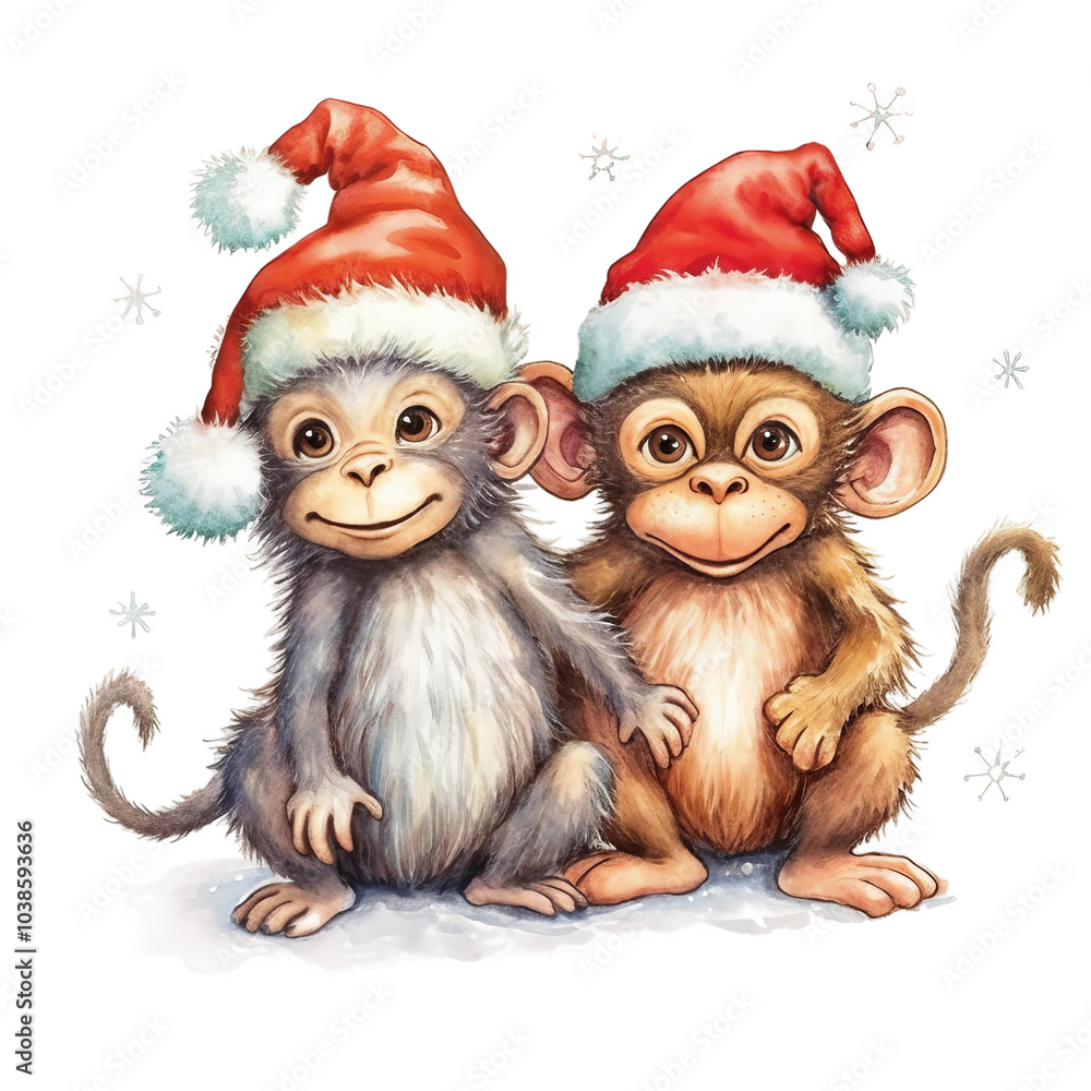 Monkeys in Christmas hats Monkeys in Christmas hats