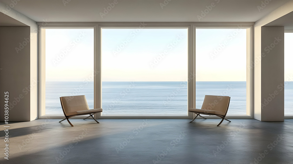 Fototapeta premium Modern Minimalist Room with Concrete Floors
