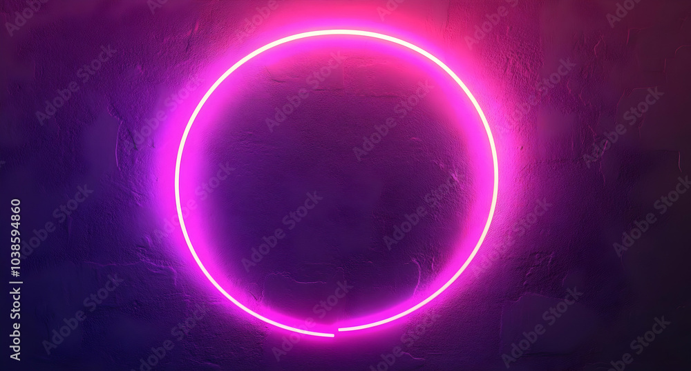 Obraz premium Glowing Neon Light Ring in Dark Background