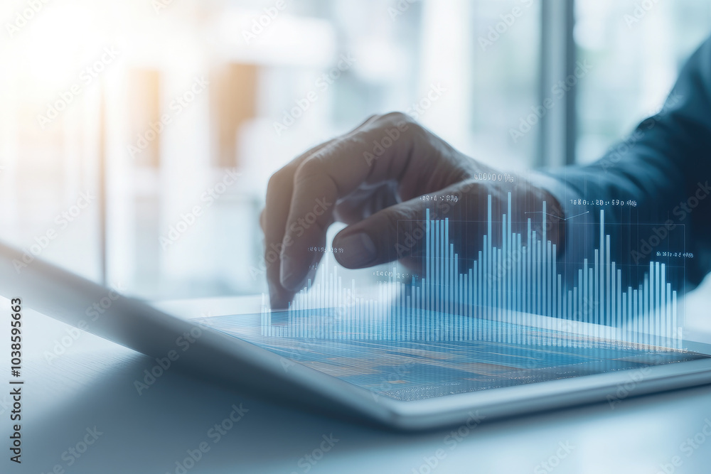 Businessman analyzing sales data on a laptop, reviewing financial reports, focused on growth trends and performance metrics. Businessman analyzing sales data on a laptop, reviewing financial reports, focused on growth trends and performance metrics.