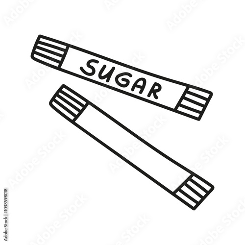 Take away sugar sachet for bar menu. Hand drawn doodle illustration.