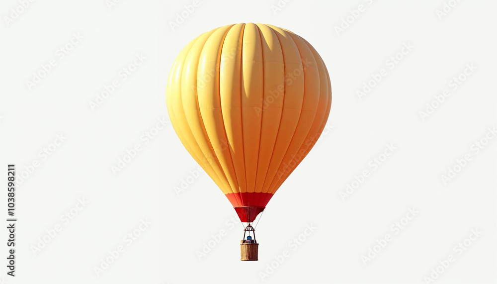 Fototapeta premium A large yellow and orange hot air balloon floating in the sky