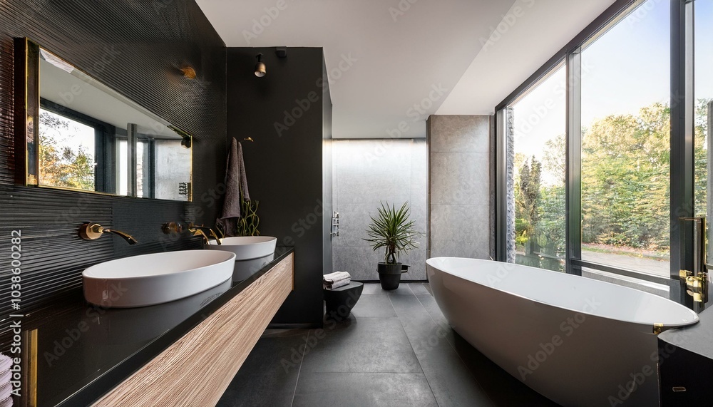 Modern black bathroom interior Modern black bathroom interior