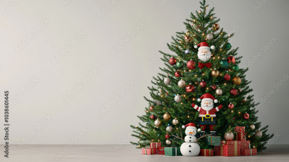 beautifully adorned Christmas tree with Santa and snowman brings joy beautifully adorned Christmas tree with Santa and snowman brings joy