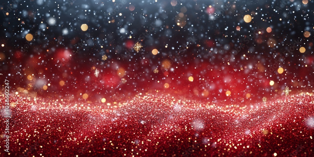 Fototapeta premium Christmas background with snowflakes and gold sequins