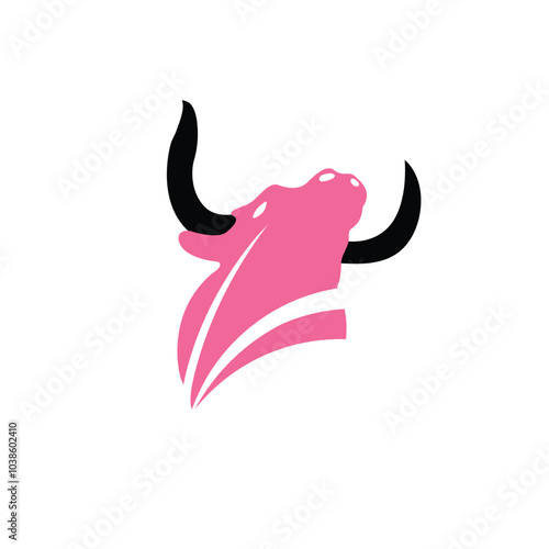 Bull head logo design. Creative bull horns symbol. Vector illustration.