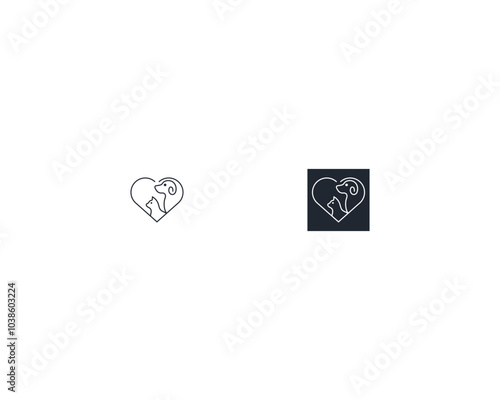 Dog and cat logo design template vector, line of pet logo design suitable for pet shop, store, cafe, business, hotel, veterinary clinic, Domestic animal vector illustration logotype, sign, symbol
