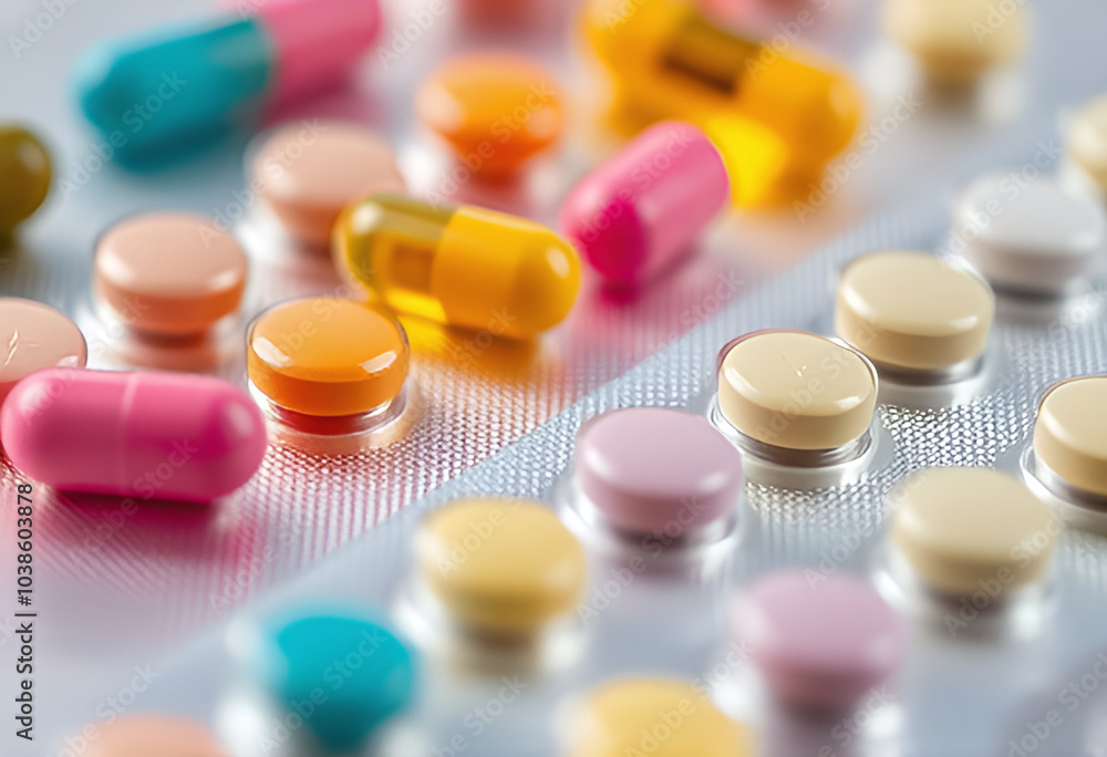 Pills and capsules on a white background. Close-up. Pills and capsules on a white background. Close-up.