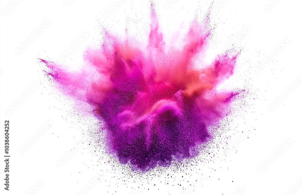 Colorful powder explosion isolated on a white background, a Holi festival concept. Colorful powder explosion isolated on a white background, a Holi festival concept.