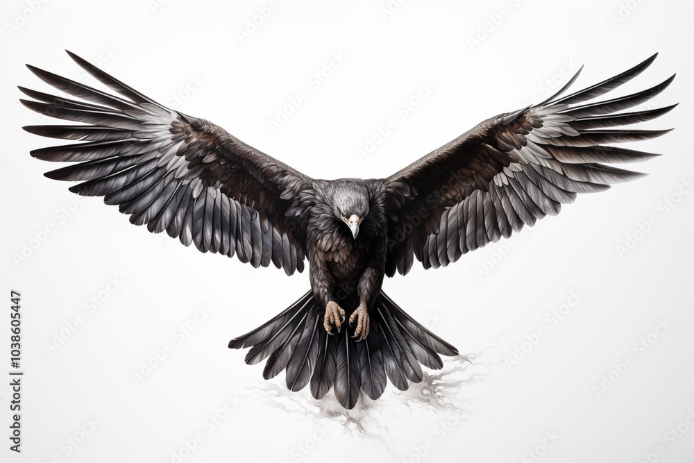 Obraz premium Black eagle tattoo on white background. Eagle tattoo. Bird tattoo. Tattoo ideas. For tattoo artists. Tattoo parlor. Love tattoo. Black ink. My tattoo. 