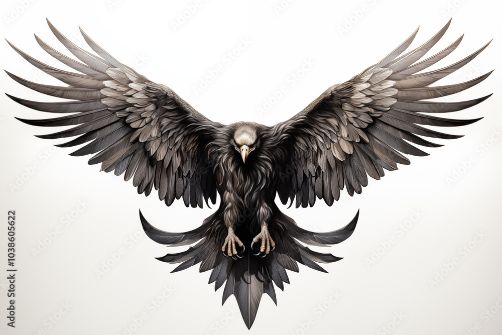 Obraz premium Black eagle tattoo on white background. Eagle tattoo. Bird tattoo. Tattoo ideas. For tattoo artists. Tattoo parlor. Love tattoo. Black ink. My tattoo. 