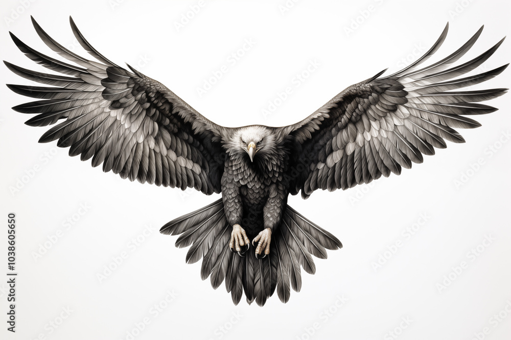 Naklejka premium Black eagle tattoo on white background. Eagle tattoo. Bird tattoo. Tattoo ideas. For tattoo artists. Tattoo parlor. Love tattoo. Black ink. My tattoo. 