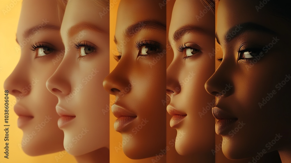 Close-Up Portrait of Diverse Women with Different Skin Tones and Expressive Features : Generative AI Close-Up Portrait of Diverse Women with Different Skin Tones and Expressive Features : Generative AI