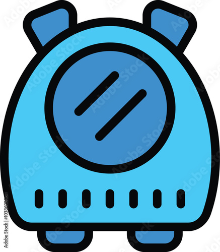 Blue alarm clock ringing loudly, serving as a reminder to wake up or stay punctual
