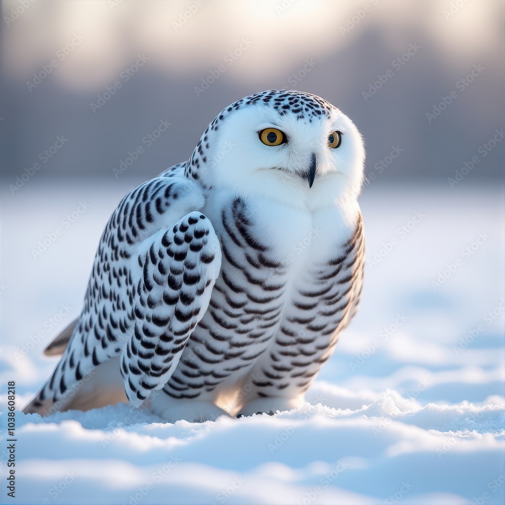 Fototapeta premium Winter's Predator: The Snowy Owl