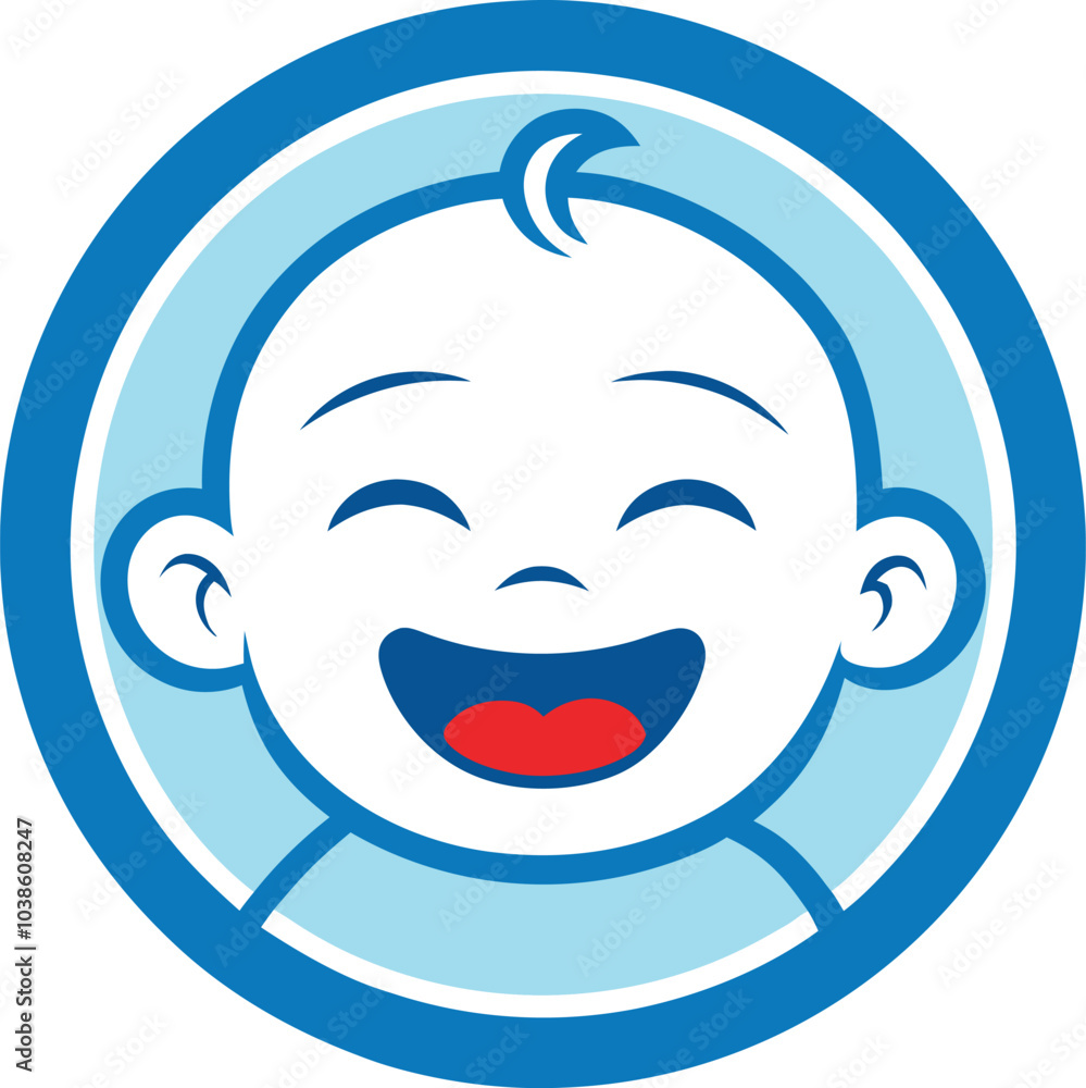 Joyful Baby Icon: A cheerful illustration of a baby's face, radiating happiness and innocence, perfect for children's products, websites, and apps. Joyful Baby Icon: A cheerful illustration of a baby's face, radiating happiness and innocence, perfect for children's products, websites, and apps.