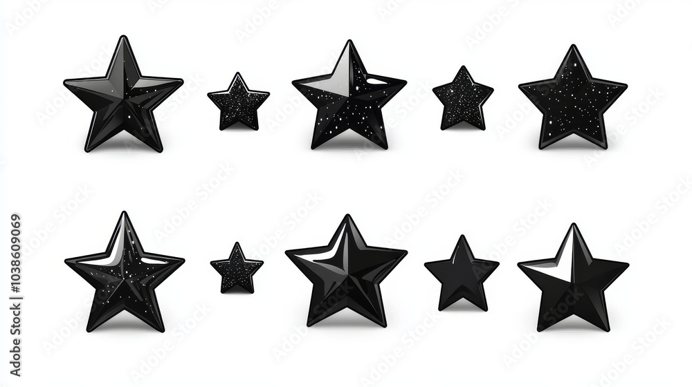 A set of black star icons, each with a different shape. Some stars sparkle. This set of icons is perfect for adding a touch of star power to your designs. A set of black star icons, each with a different shape. Some stars sparkle. This set of icons is perfect for adding a touch of star power to your designs.