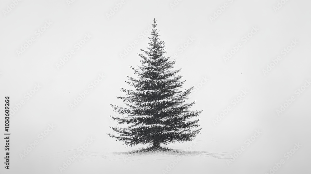 A simple Christmas tree drawn by hand. The tree is by itself on a plain white background. A simple Christmas tree drawn by hand. The tree is by itself on a plain white background.
