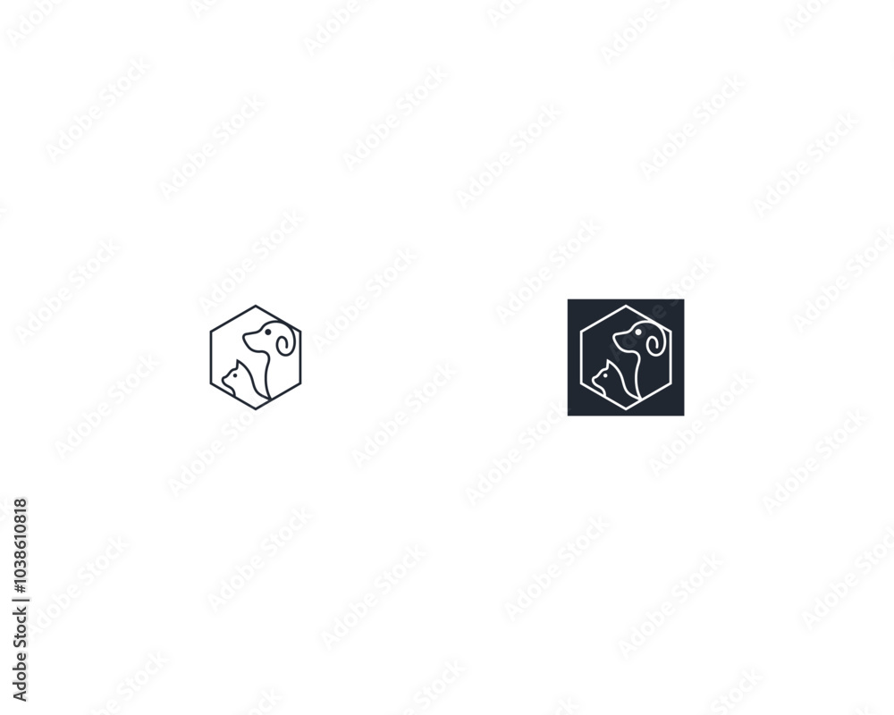 Dog and cat logo design template vector, line of pet logo design suitable for pet shop, store, cafe, business, hotel, veterinary clinic, Domestic animals vector illustration logotype, sign and symbol Dog and cat logo design template vector, line of pet logo design suitable for pet shop, store, cafe, business, hotel, veterinary clinic, Domestic animals vector illustration logotype, sign and symbol