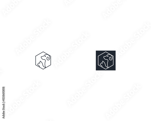 Dog and cat logo design template vector, line of pet logo design suitable for pet shop, store, cafe, business, hotel, veterinary clinic, Domestic animals vector illustration logotype, sign and symbol