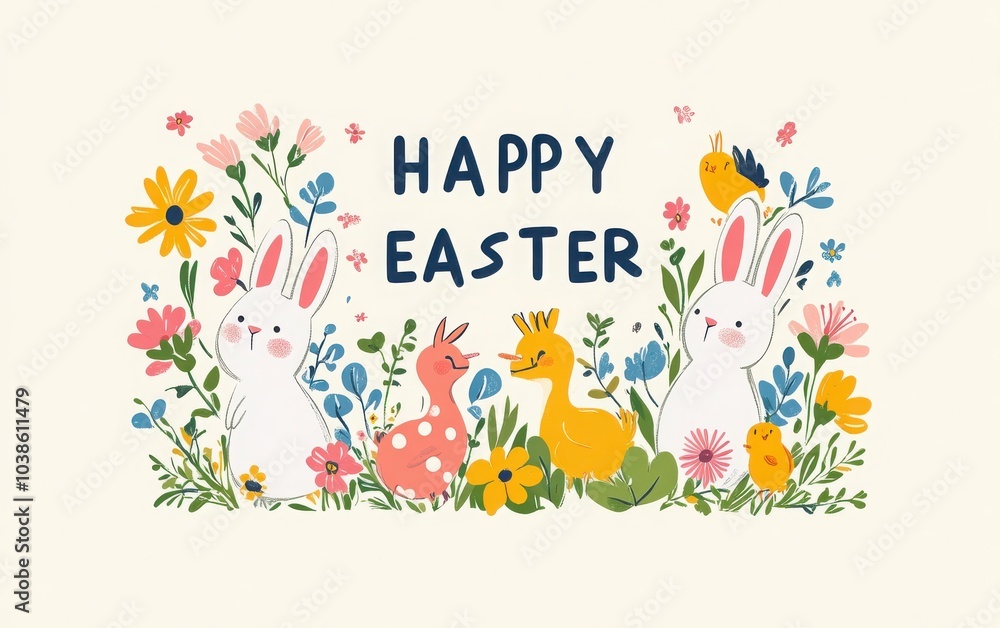 Whimsical Easter-themed poster with the phrase Whimsical Easter-themed poster with the phrase