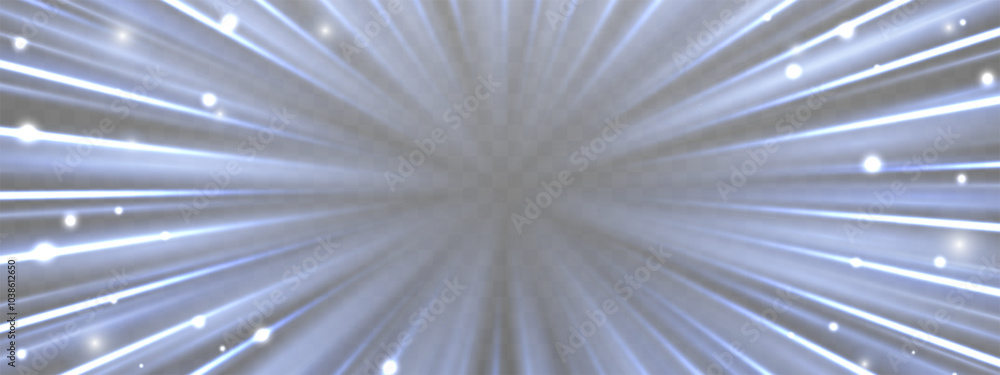 Obraz premium Radial speed rays, light neon flow, zoom in motion effect, blue glow speed lines, colorful light trails, perspective stripes Abstract background, vector illustration.