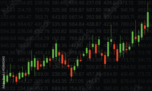 Forex statistics candle, financial trade exchange economy data background vector.