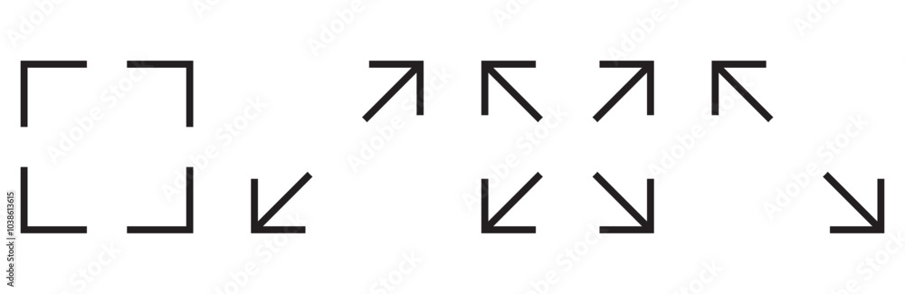 icon set of full screen maximize big display line icons vector sign symbol collection icon set of full screen maximize big display line icons vector sign symbol collection