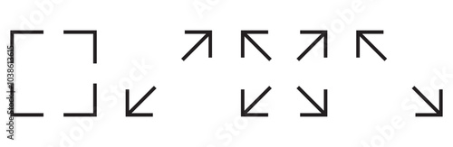 icon set of full screen maximize big display line icons vector sign symbol collection