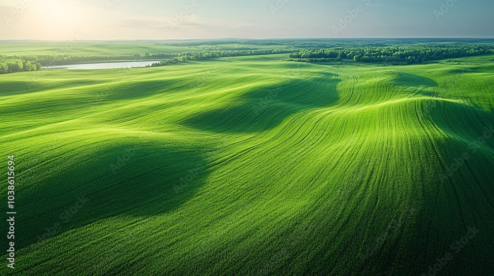 Aerial View of Curved Green Landscapes Aerial View of Curved Green Landscapes