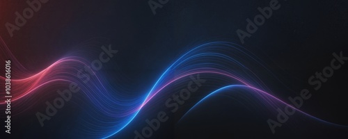 Abstract Flowing Light Waves in Blue and Red on Dark Background