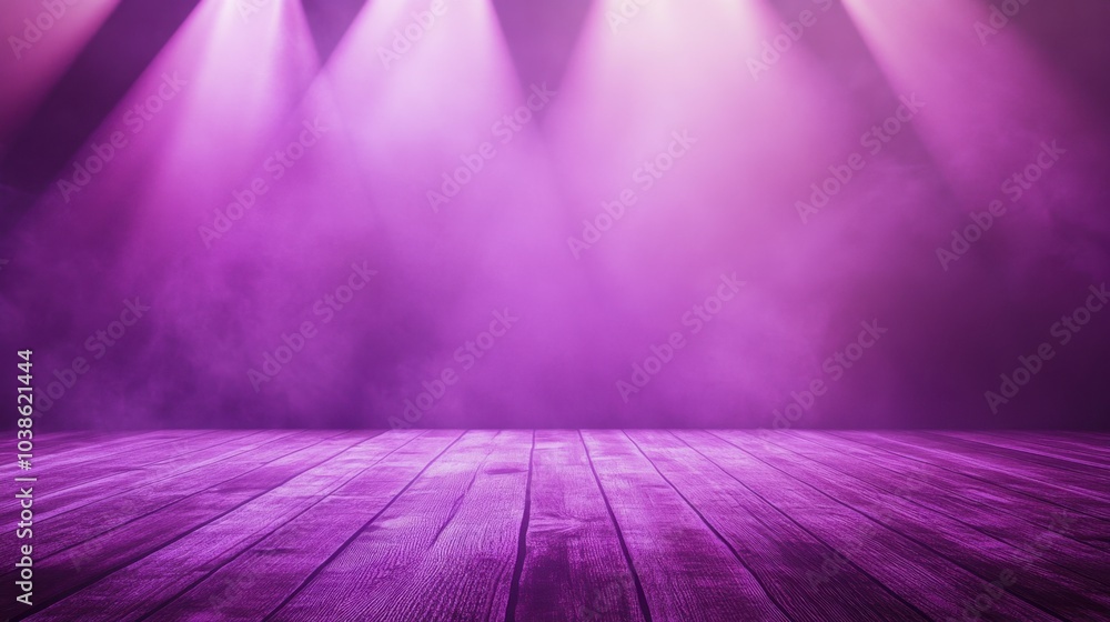 Purple Spotlight on Wooden Floor Background Purple Spotlight on Wooden Floor Background