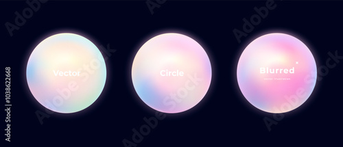 Abstract circle shapes with gradient isolated on black background. Vector set. Fluid vivid gradients for banners. Modern trendy design. Liquid shape. Colorful bright neon template. Dynamic soft color.