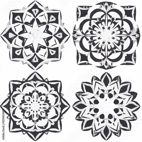 Intricate Mandala Pattern Design Symmetrical Line Art for Decoration Coloring