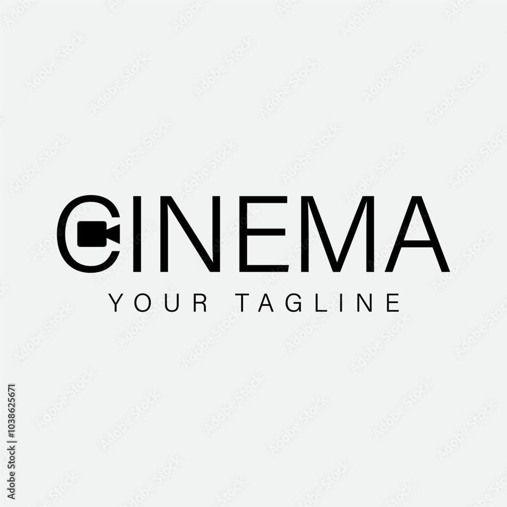 Fototapeta premium Vector Logo Design, logotype for Cinema with simple modern strong and bold recording camera symbol