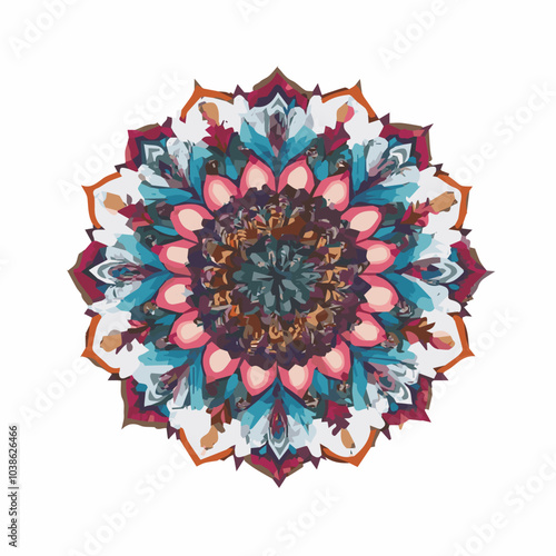 Intricate Mandala Pattern Design Symmetrical Line Art for Decoration Coloring