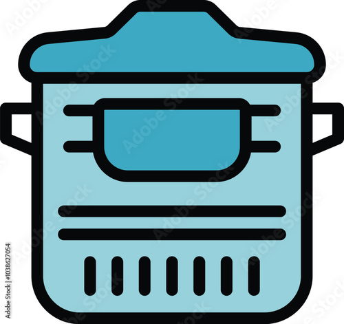 Modern multicooker icon representing kitchen appliances for cooking healthy and delicious food at home