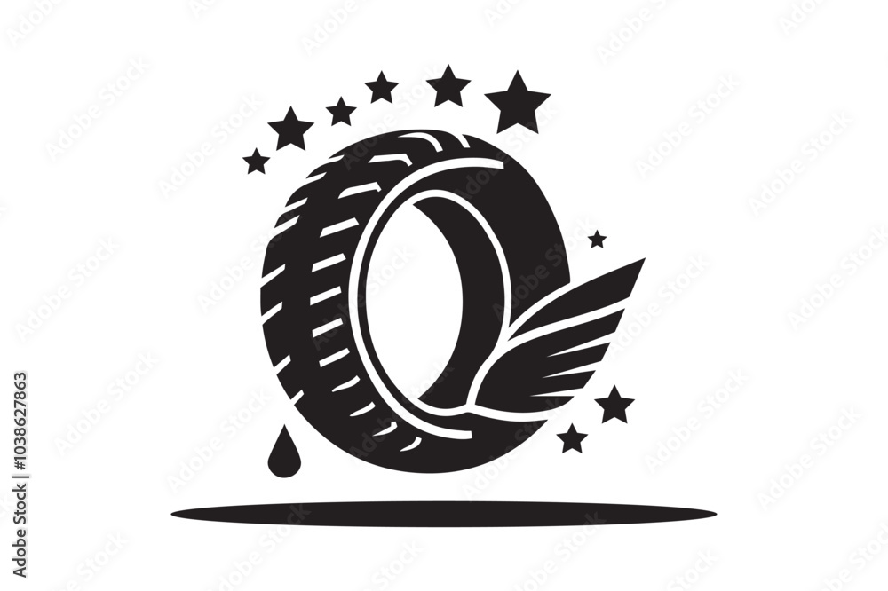 Minimalist Tire With Wings Logo Icon Vector Art & Illustration Minimalist Tire With Wings Logo Icon Vector Art & Illustration