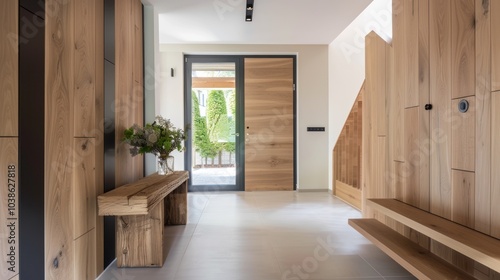 Modern Entrance Hall with Wooden Accents