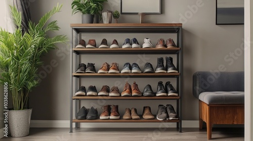 Modern Shoe Rack in Stylish Living Space