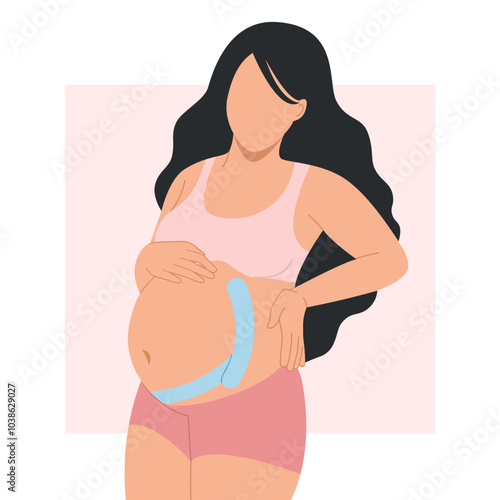 Pregnant woman with Belly tape 