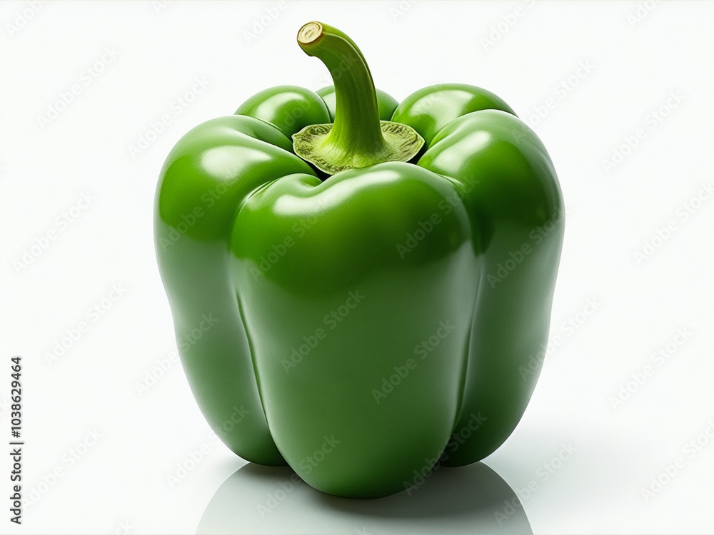 Green pepper is shown in its natural form Green pepper is shown in its natural form