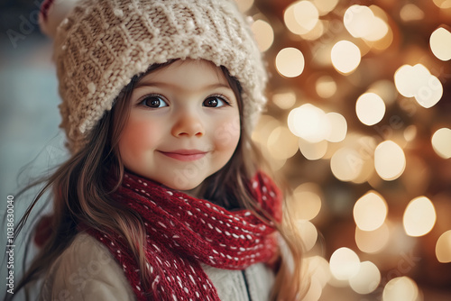 Little girl at indoors in winter clothes